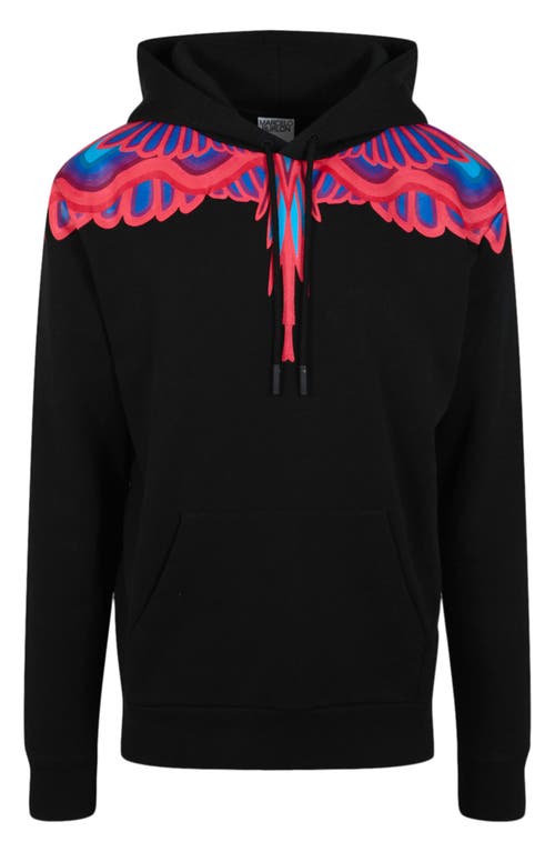 Marcelo Burlon County Of Milan Curved Wings-print Hoodie In Black