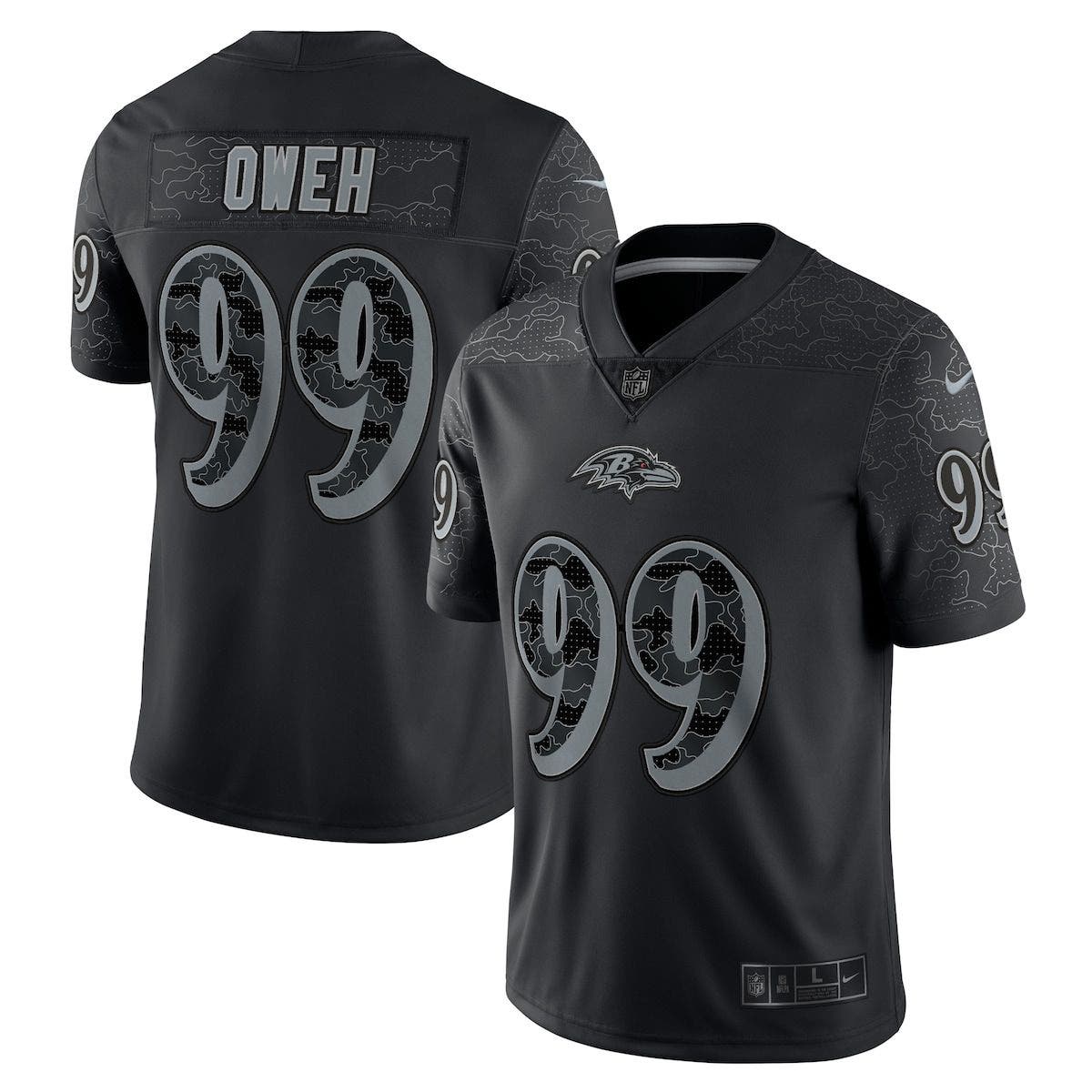 Nike Men's Nike Odafe Oweh Black Baltimore Ravens RFLCTV Limited Jersey ...