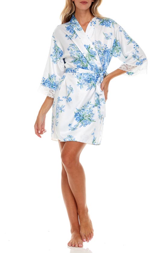 FLORA NIKROOZ FLORA NIKROOZ SABRINA FLORAL PRINT SATIN SHORT PAJAMAS & ROBE SET