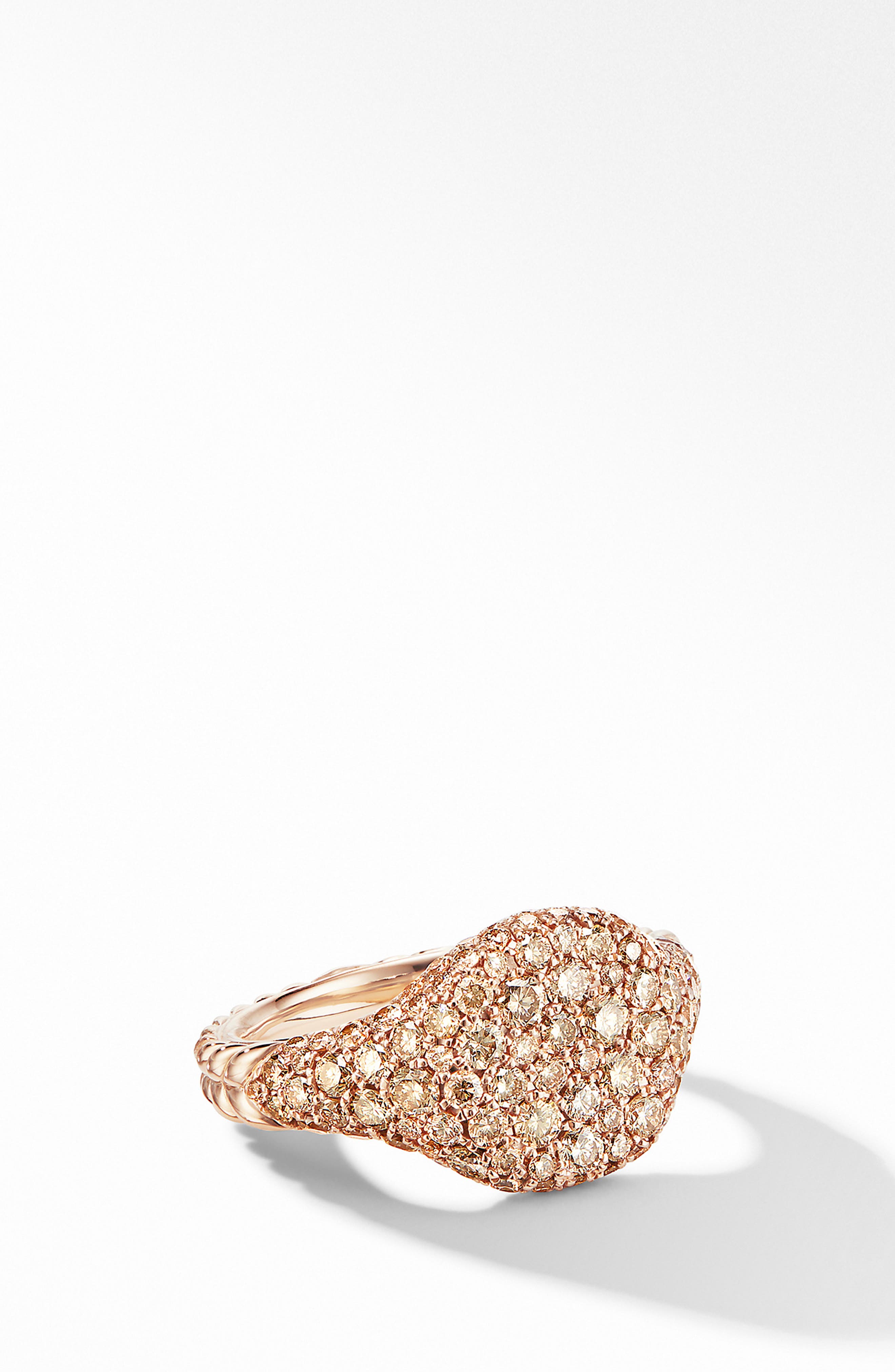 David Yurman Mini Chevron Pinky Ring in 18K Gold with Pav&eacute; Diamonds