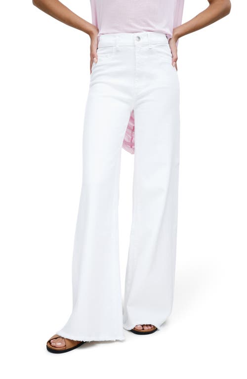 Shop Marcella Mccarren High Waist Raw Hem Wide Leg Jeans In White