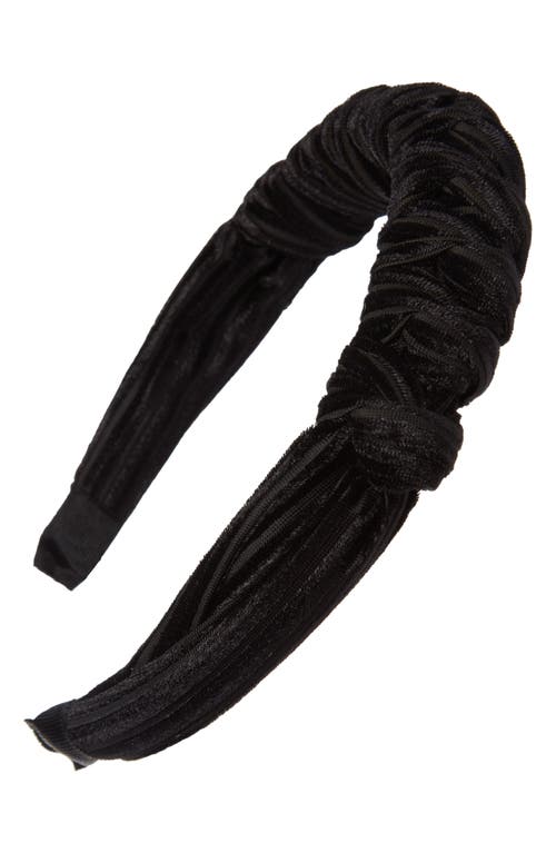 Knotted Velvet Headband in Black