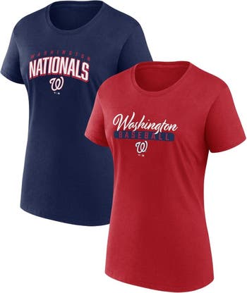 Washington Nationals Fanatics Branded Women's Plus Size Core Official Logo  V-Neck T-Shirt - Red