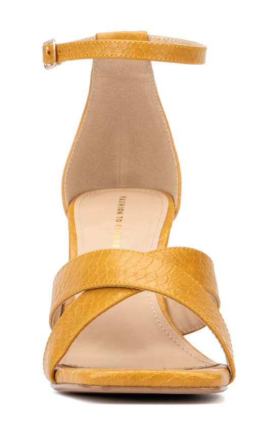 Fashion To Figure Marcie Snake Embossed Wedge Sandal In Yellow