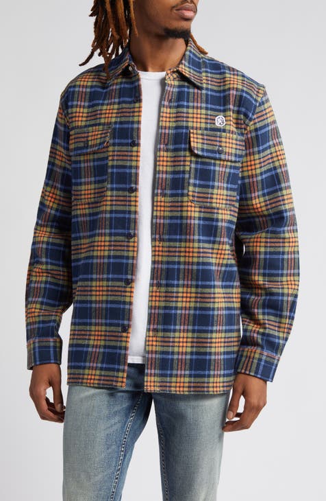 Contact Plaid Logo Appliqué Flannel Overshirt