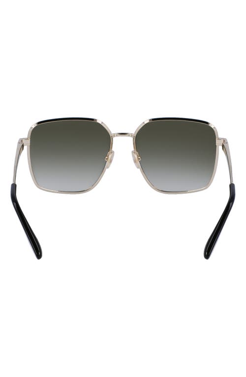 Shop Victoria Beckham 59mm Rectangular Sunglasses In Gold/khaki