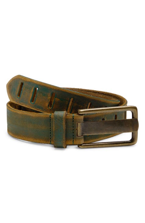 Burberry Double-Buckle Leather Belt - Green