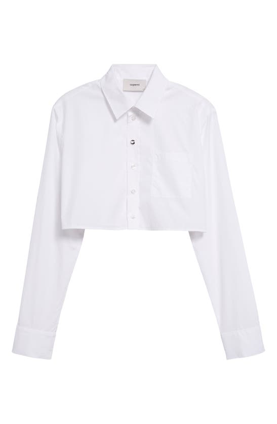 Shop Coperni Long Sleeve Cotton Button-up Crop Shirt In White