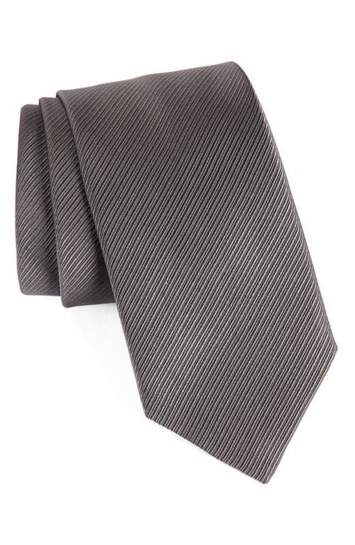 David Donahue Stripe Silk Tie in Charcoal at Nordstrom, Size Regular