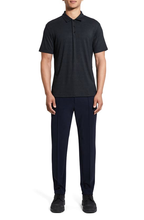 Theory Double Layered Johnny Collar Polo Shirt In Black Multi - A0p