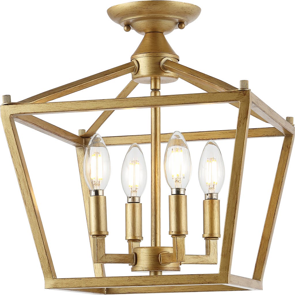 Jonathan Y Plains 4-light Iron Modern Farmhouse Led Flush Mount In Brass Gold