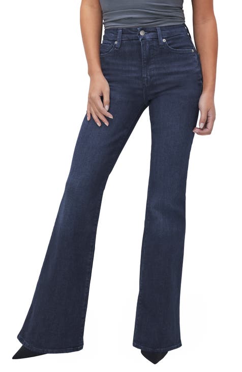 Good American Pull-On High-Rise Flare Jeans