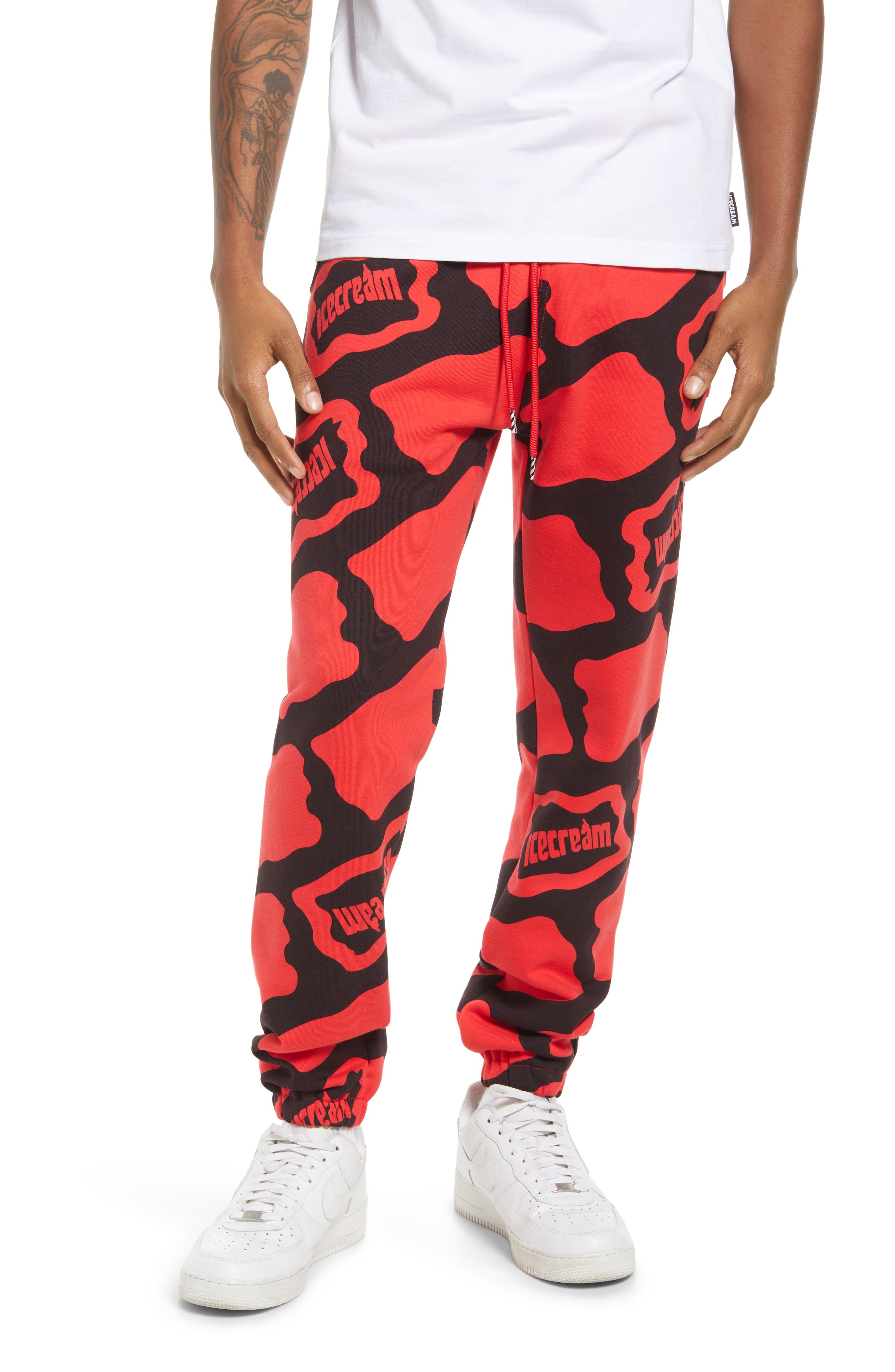 mens black and red joggers