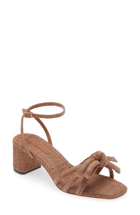 Mikel Bow Ankle Strap Raffia Sandal