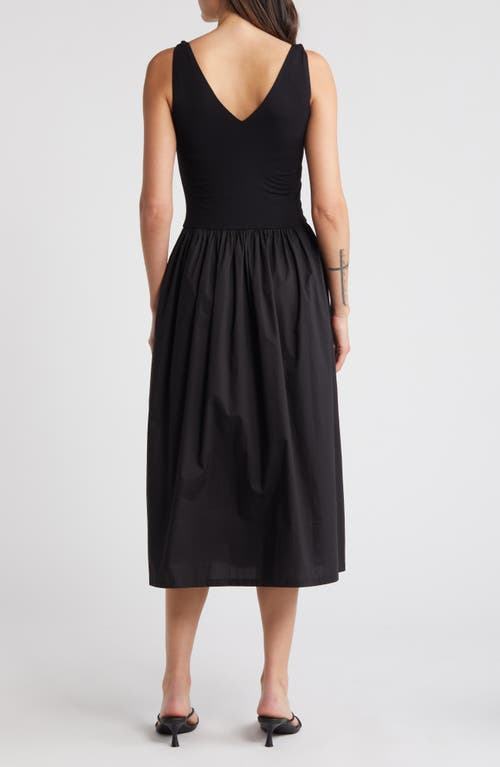 Shop Rails Franca Mixed Media Sleeveless Midi Dress In Black