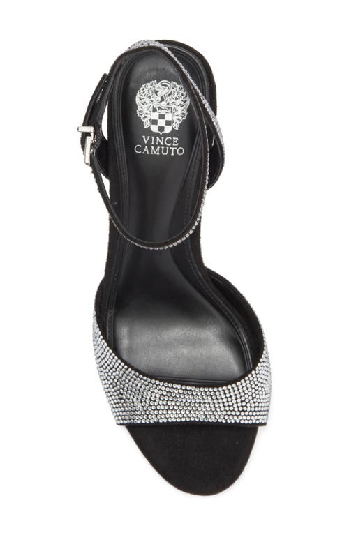 Vince Camuto Arilenea Rhinestone Ankle Strap Sandal In Black Microsuede