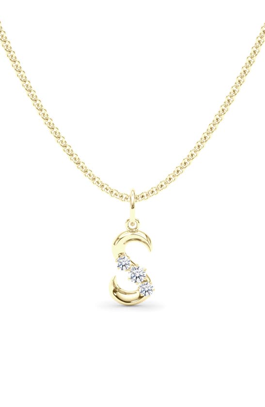 Hautecarat Graduated Lab-created Diamond Initial Letter Pendant Necklace In S - 18k Yellow Gold