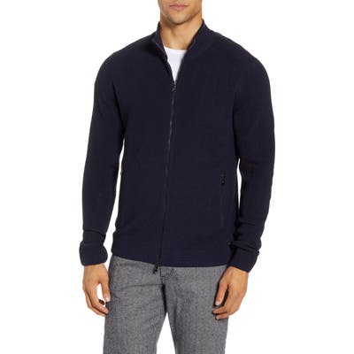 Brax Jim Zip Up Ribbed Cardigan, Blue
