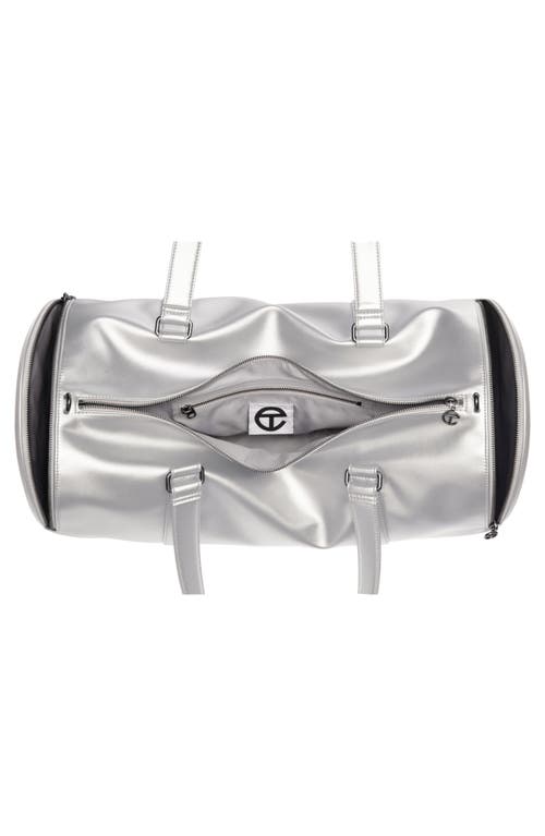 Telfar Large Faux Leather Duffle Bag In Silver