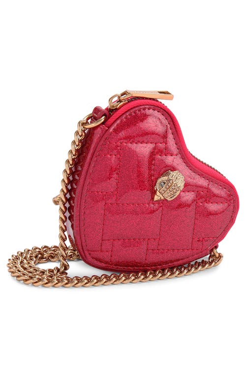 Shop Kurt Geiger London Micro Kensington Heart Quilted Faux Leather Crossbody Bag In Red