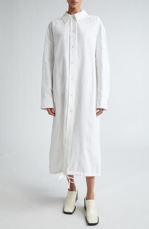Jil Sander Long Sleeve Linen Shirtdress Optic White at Nordstrom, Us