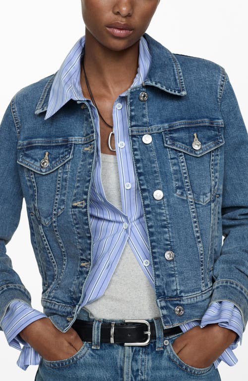 Shop Mango Denim Trucker Jacket In Medium Blue