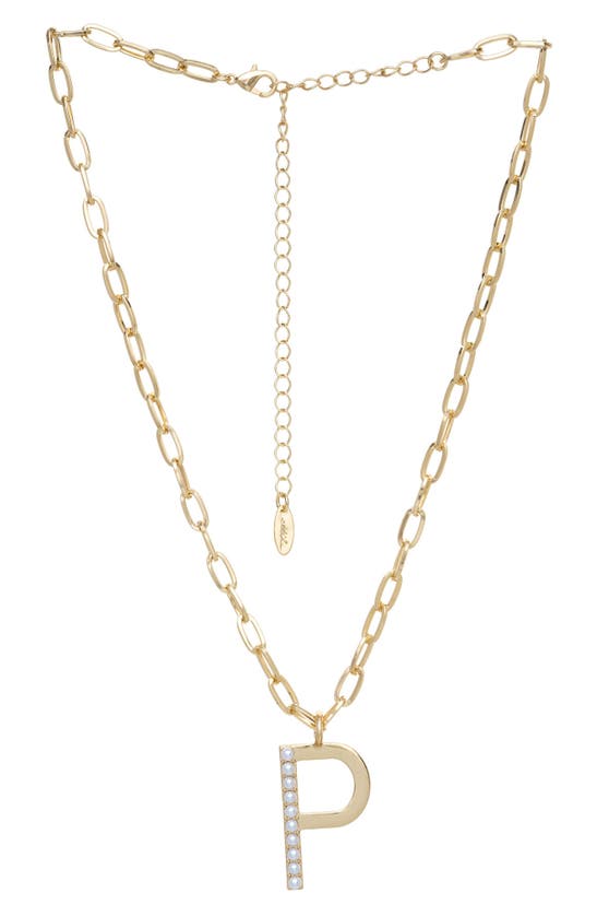 Ettika Imitation Pearl Initial Pendant Necklace In Gold- P