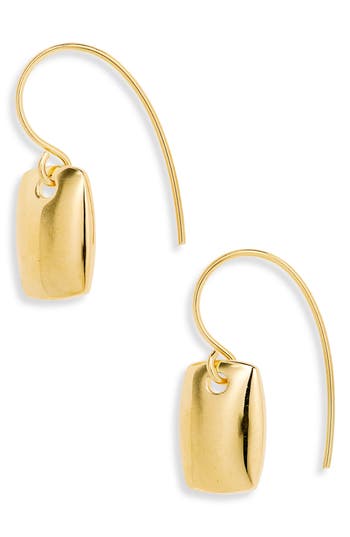 Argento Vivo Sterling Silver Rectangle Disc Drop Earrings In Gold
