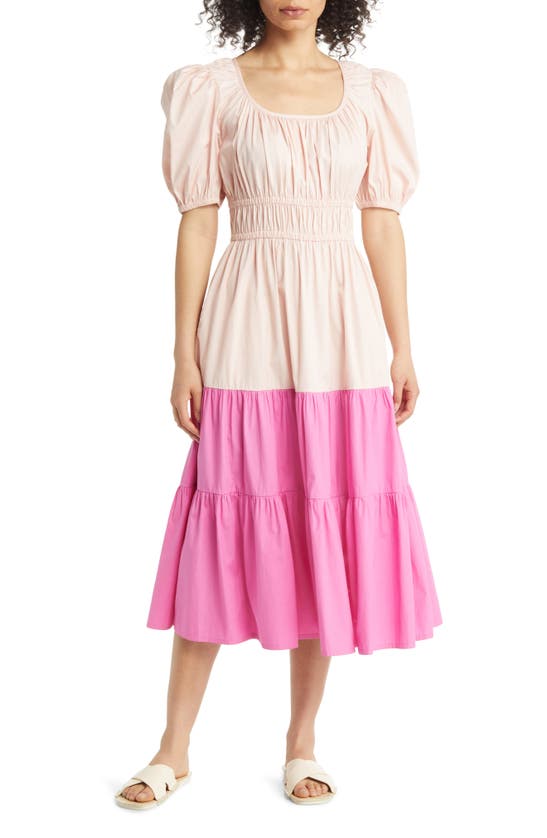 Nordstrom Matching Family Moments Colorblock Cotton Poplin Midi Dress In Pink Chintz- Pink Wildflower