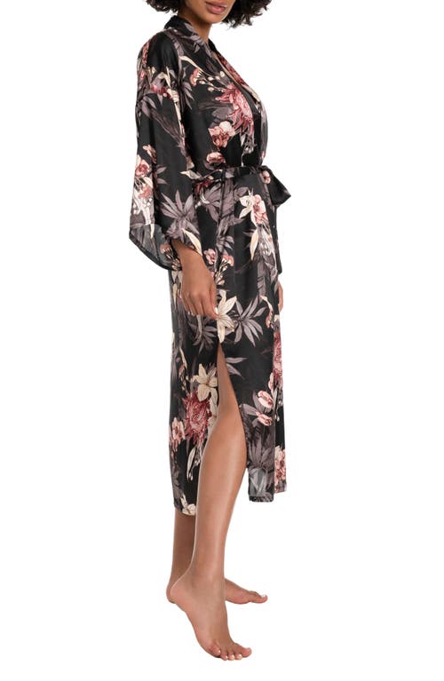 Shop Midnight Bakery Floral Wrap Robe In Midnight Tropics/black