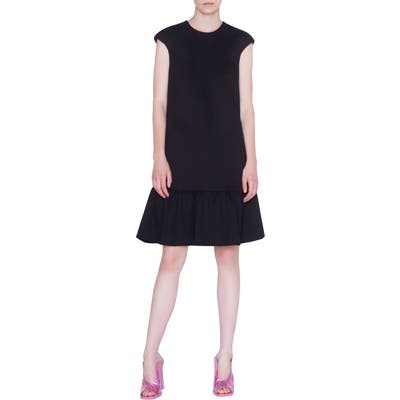 Akris Punto Flounce Hem Bonded Jersey Dress, Black