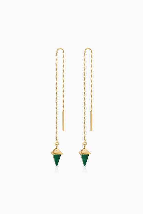 Oradina 14k Gold Prism Point Threaders In Gold - Green Malachite