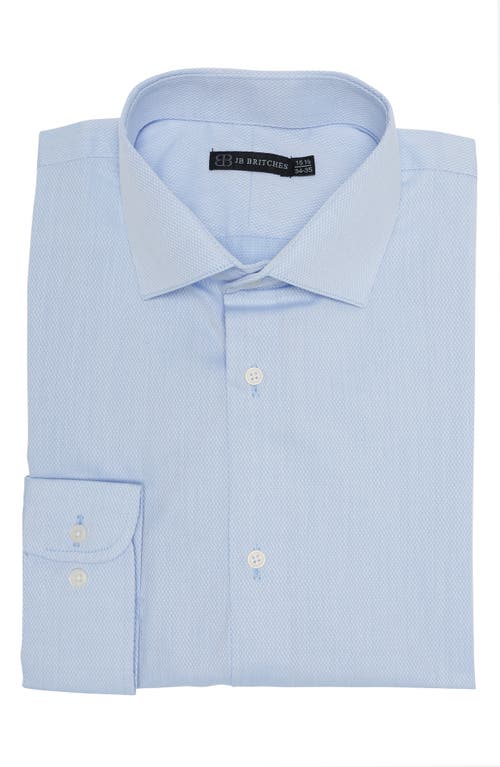 Jb Britches Yarn-dyed Solid Dress Shirt In Blue