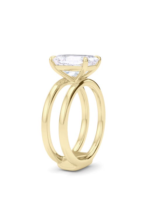 Hautecarat Emerald Cut Double Band Lab Created Diamond Ring In 4.00 Ctw 18k Yellow Gold