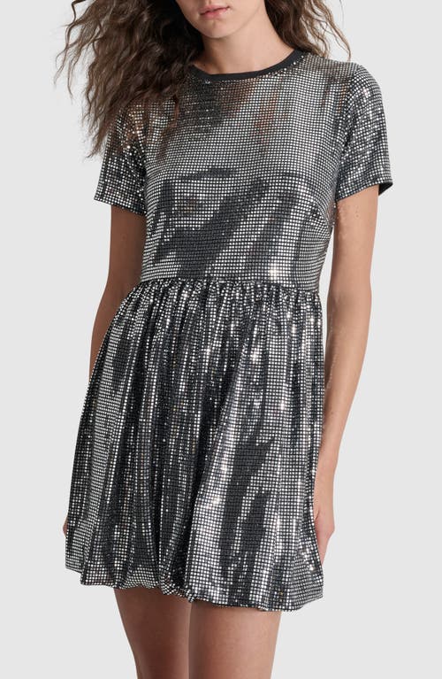 Shop Dkny Geo Sequin Minidress In Black/silver