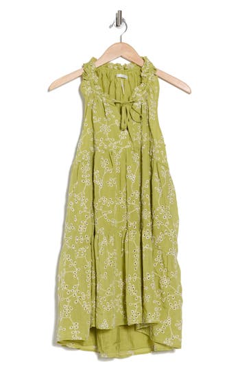 Shop Stitchdrop The Cuddle Eyelet Sleeveless Dress In Wasabi