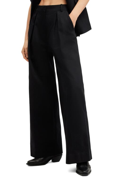 Shop Allsaints Hally Pleat Front Wide Leg Pants In Black