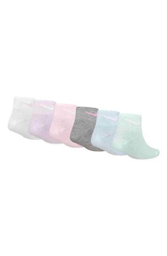 Shop Nike Kids' Metallic 6-pack Swoosh Quarter Socks In Doll