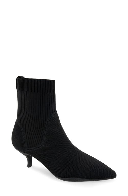 Aerosoles Lanita Pointed Toe Kitten Heel Bootie In Black Knit