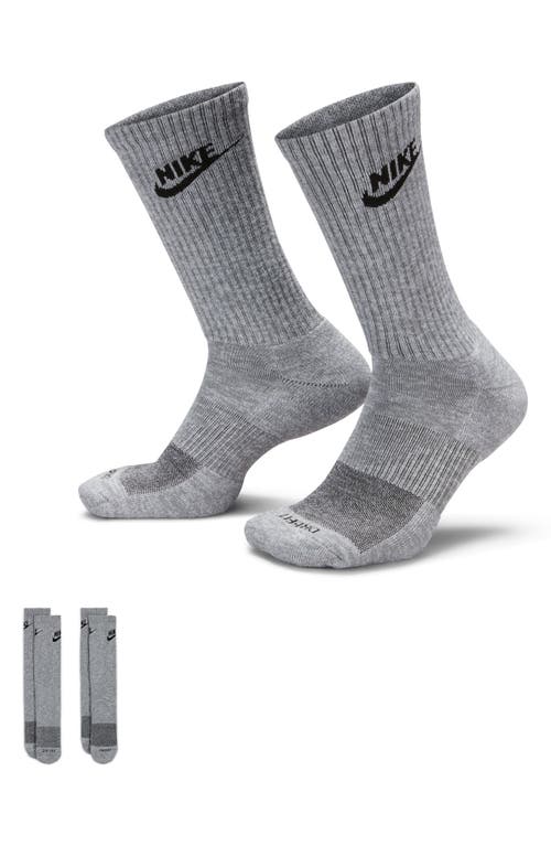 Shop Nike Dri-fit Everyday Plush Cushioned Crew Socks In Particle Grey/black