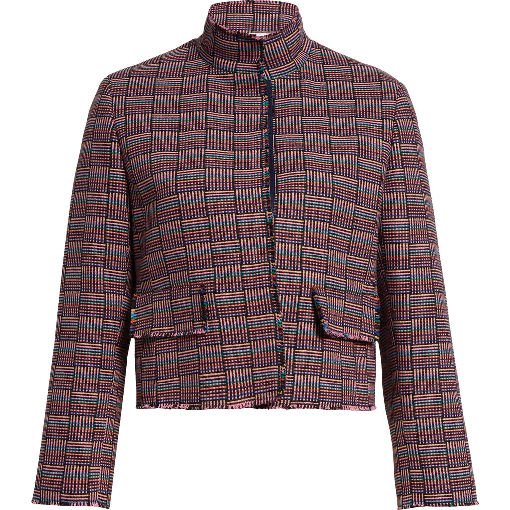 Akris Punto Grid Check Tweed Jacket In Red Multicolor