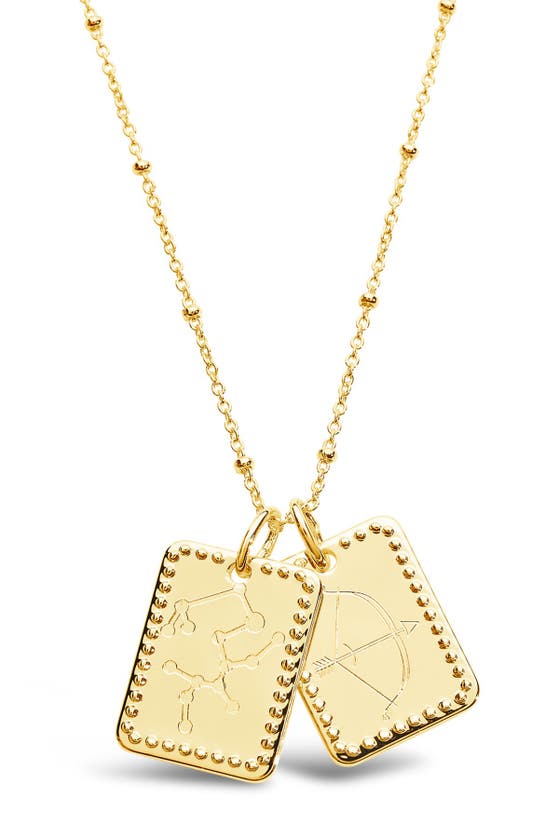 Sterling Forever 14k Gold Plated Brass Zodiac Tag Necklace In Gold - Sagittarius