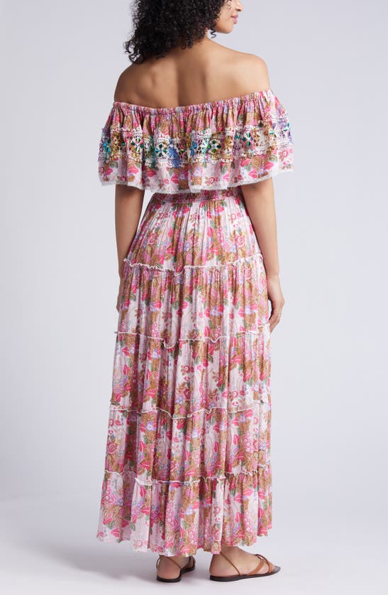 Barok Paris Floral Off The Shoulder Maxi Dress In Pink Modesens 4337