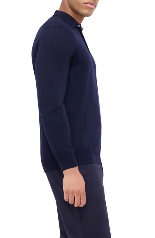 Shop Bugatchi Merino Wool Polo Sweater In Navy