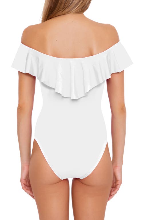 Shop Trina Turk Monaco Off The Shoulder Ruffle One-piece Swimsuit In White