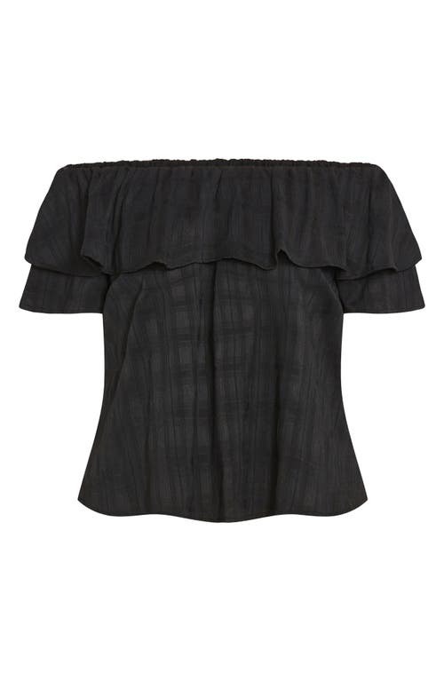 Shop City Chic Christy Off The Shoulder Ruffle Top In Black