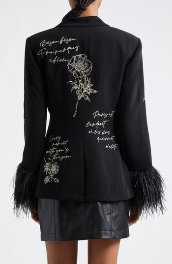 Cheyenne Love Letter Embroidered Feather Cuff Blazer