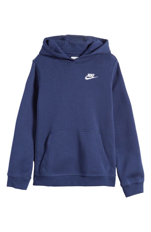 Nike Kids' Embroidered Logo Hoodie in Mnnavy/white