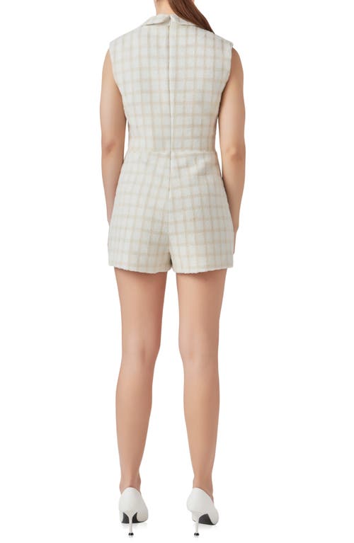 Shop Endless Rose Suited Tweed Romper In White/gold