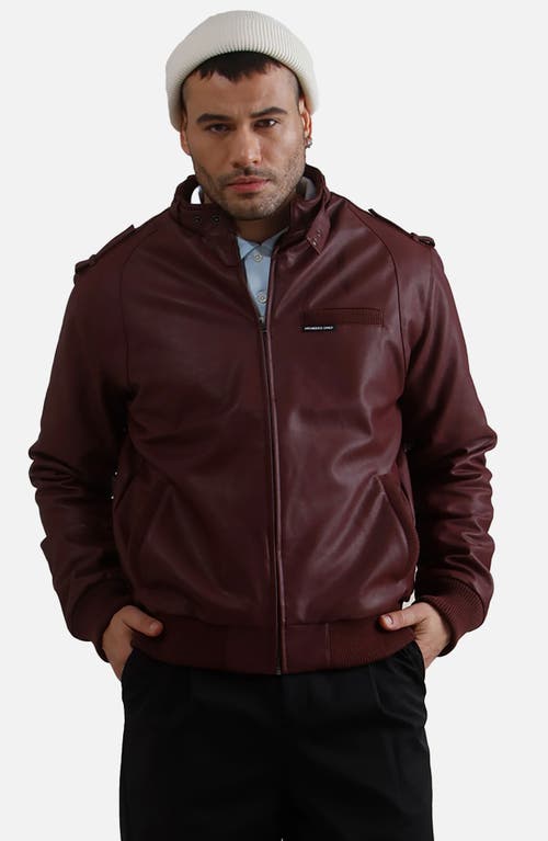 Shop Members Only Faux Leather Iconic Racer Jacket In Burgundy